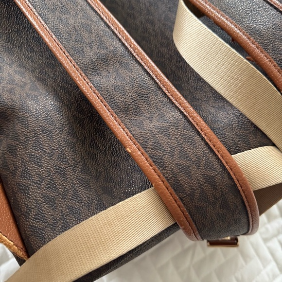 Michael Kors Erin Large Backpack Acorn Trim Brown Signature Logo Print Canvas - Picture 6 of 16